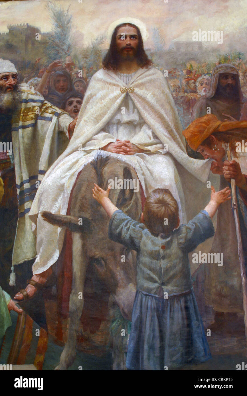 Dimanche des Rameaux - entrée triomphale de Jésus à Jérusalem Banque D'Images