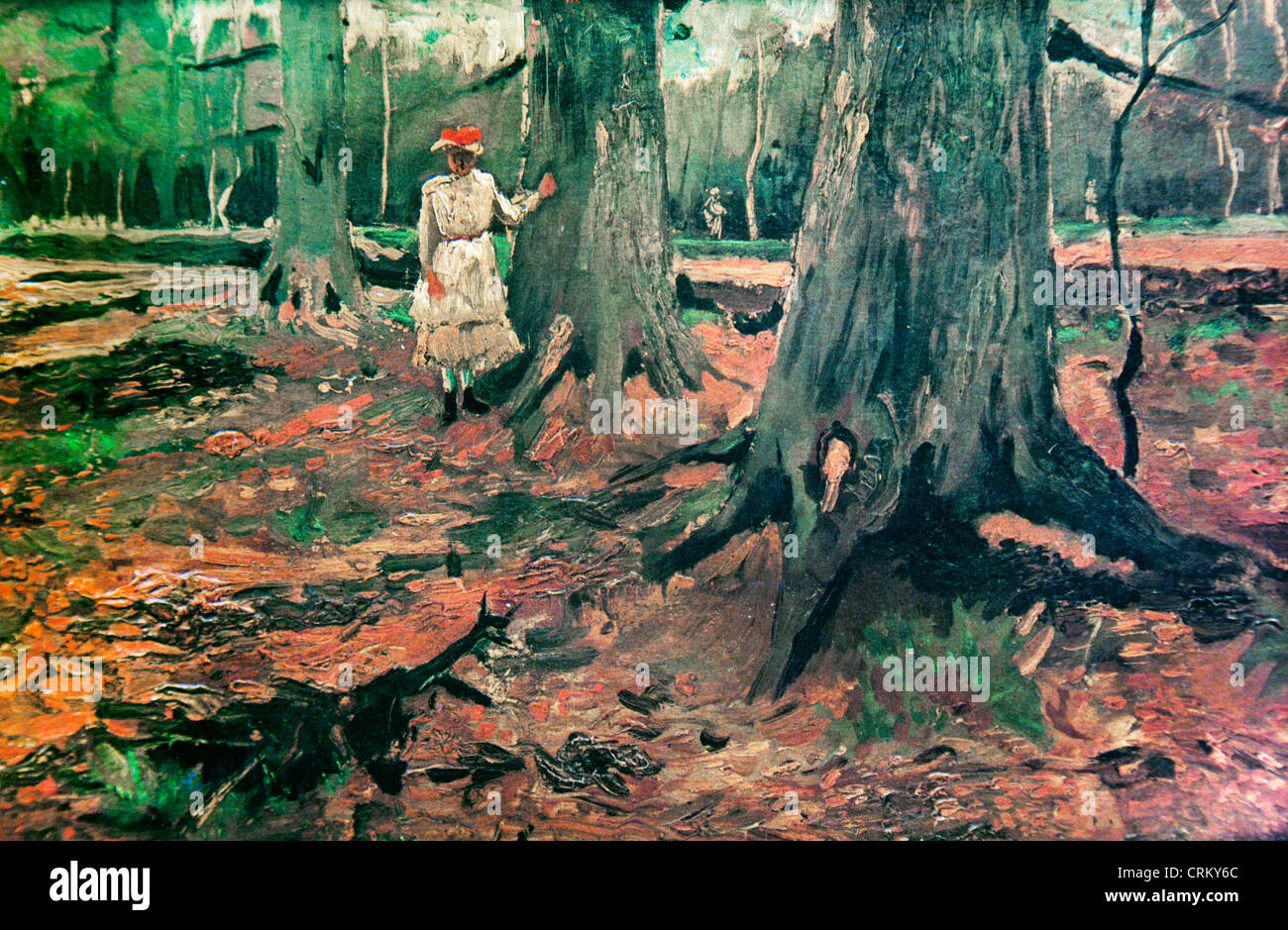 Bois de la Haye avec Girl in White - Van Gogh Banque D'Images