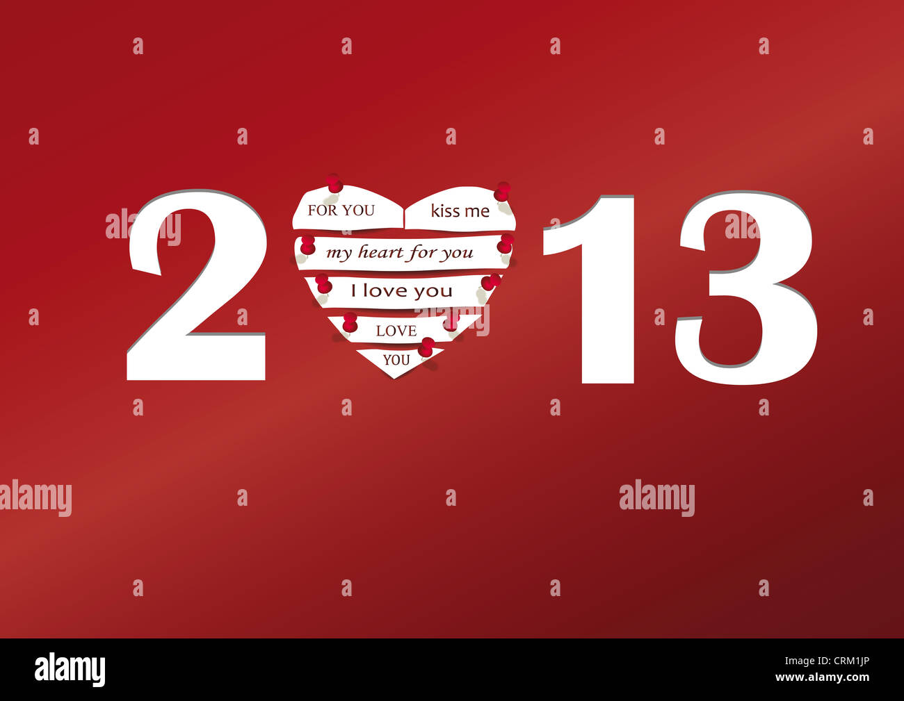 Carte de concept pour le Nouvel An 2013 avec coeur Banque D'Images