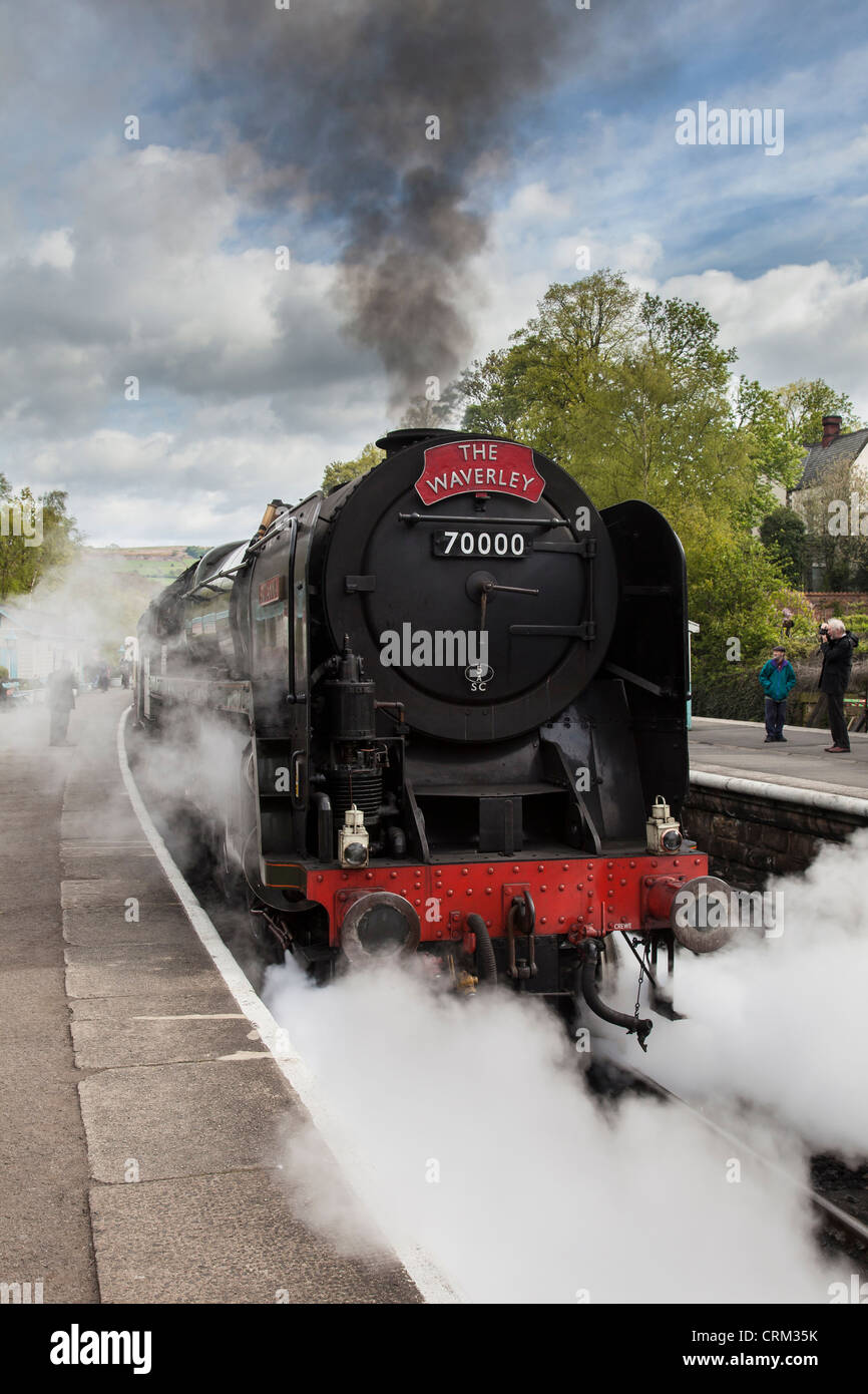 BR standard class 7 70000 locomotive Britannia à Grosmont. Banque D'Images