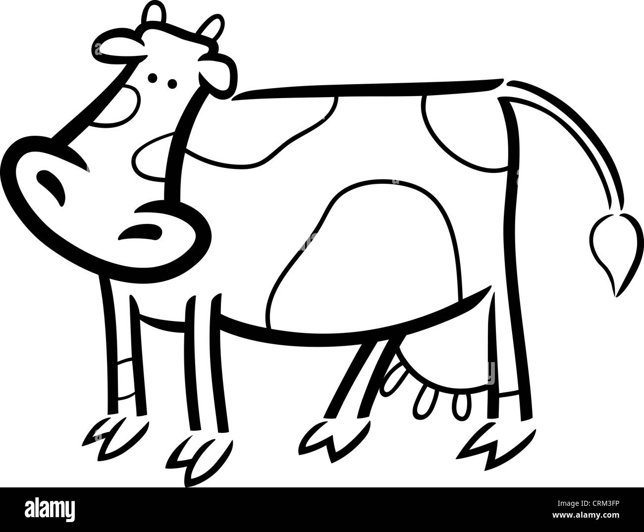 Cartoon doodle illustration de mignon à colorier pour vache ferme Photo