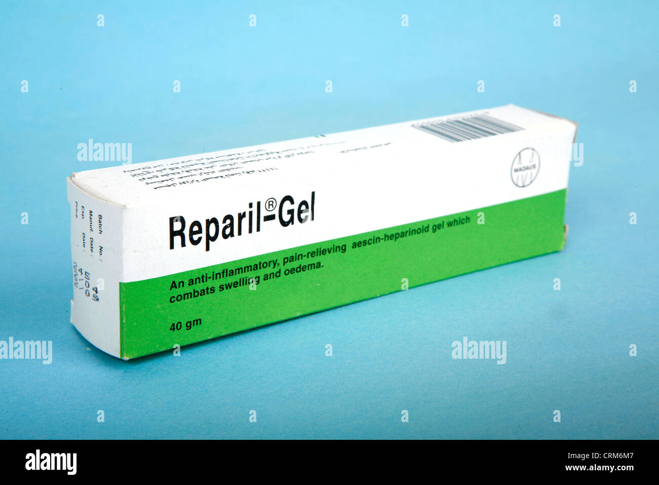Reparil-Gel Un gel anti-inflammatoire pour lutter contre le gonflement et l'œdème. Banque D'Images