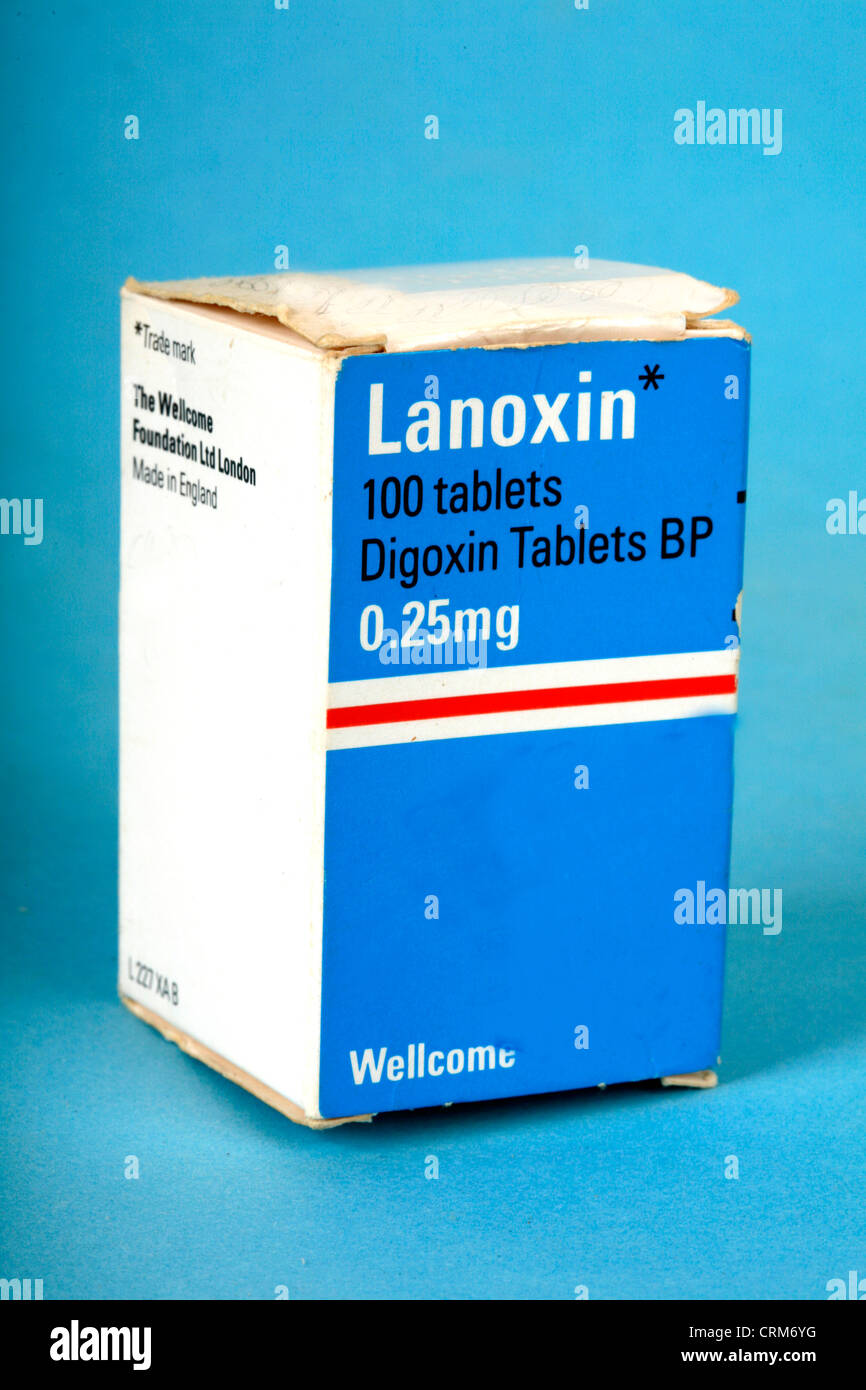 Boîte de 100 comprimés Lanoxin Banque D'Images