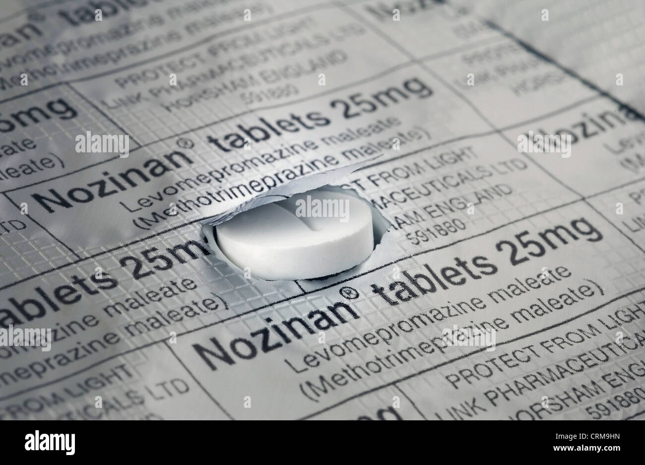 Blister et comprimé de nozinan Banque D'Images