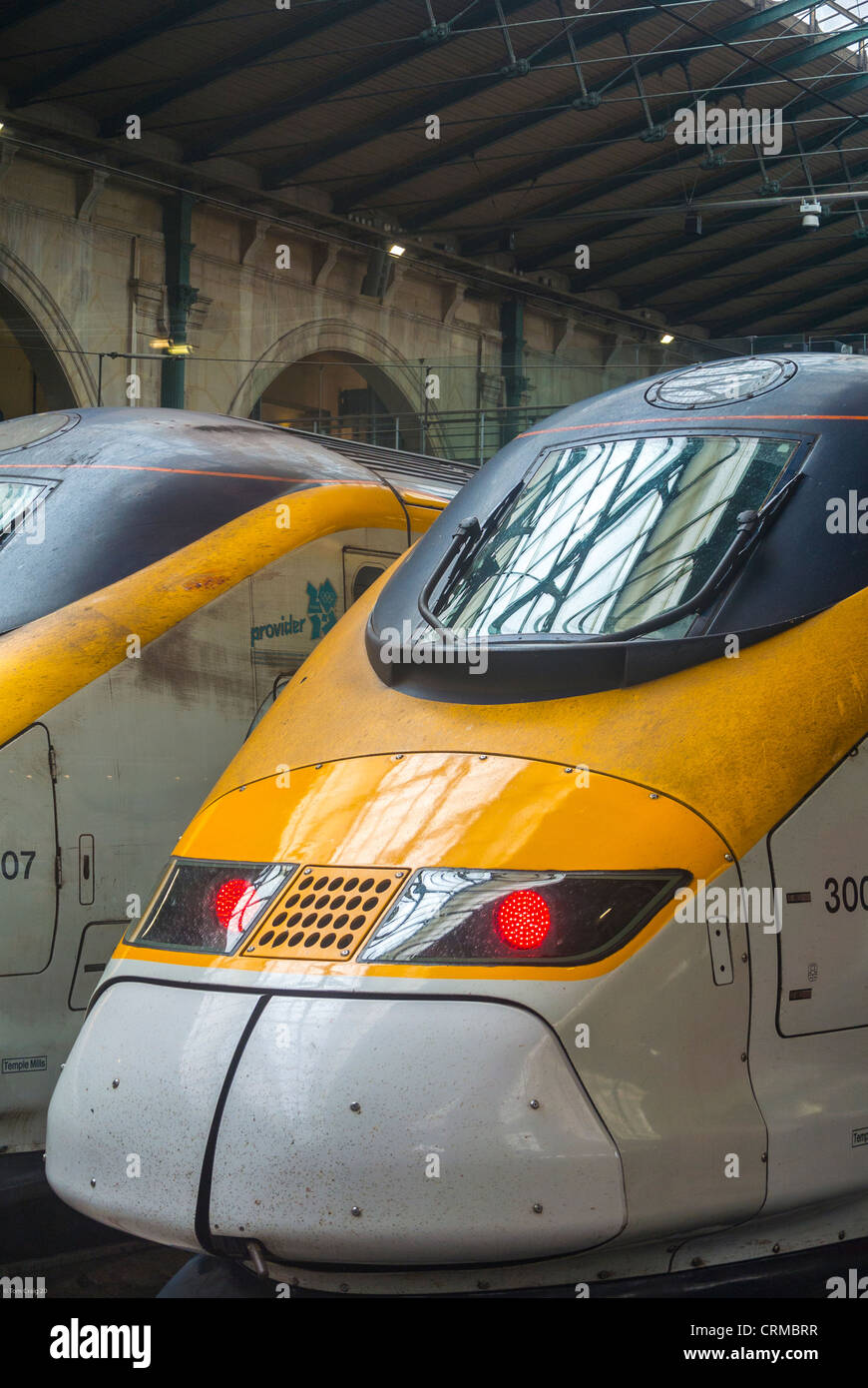 Paris, France, avant, détail, Eurostar, T.G.V. Bullet train, à Londres dans la gare, 'Gare de Nord', trains électriques Banque D'Images