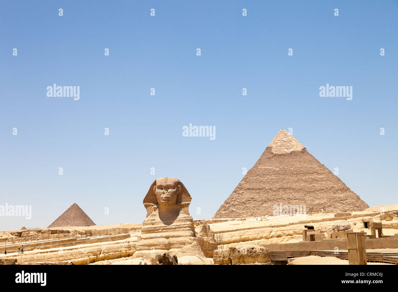 Grande pyramide de Gizeh et le Sphinx Banque D'Images