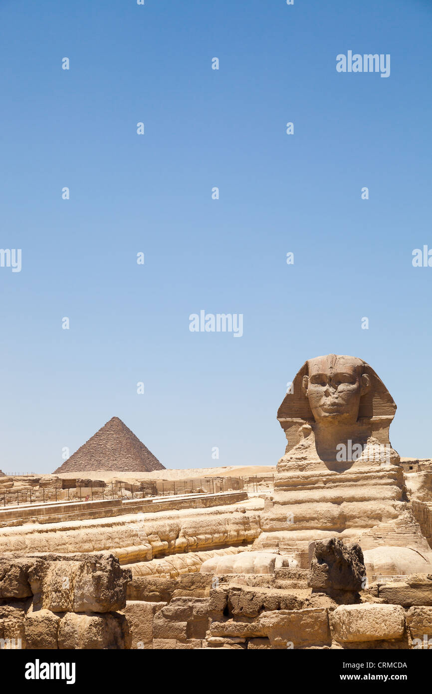 Grande pyramide de Gizeh et le Sphinx Banque D'Images
