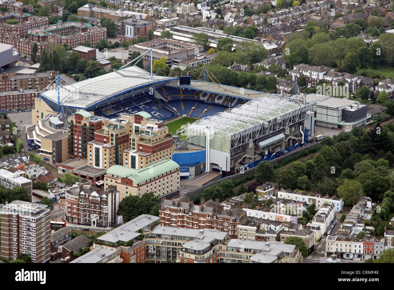 Vue aérienne du stade de football du FC Chelsea, Stamford Bridge, London,UK Banque D'Images
