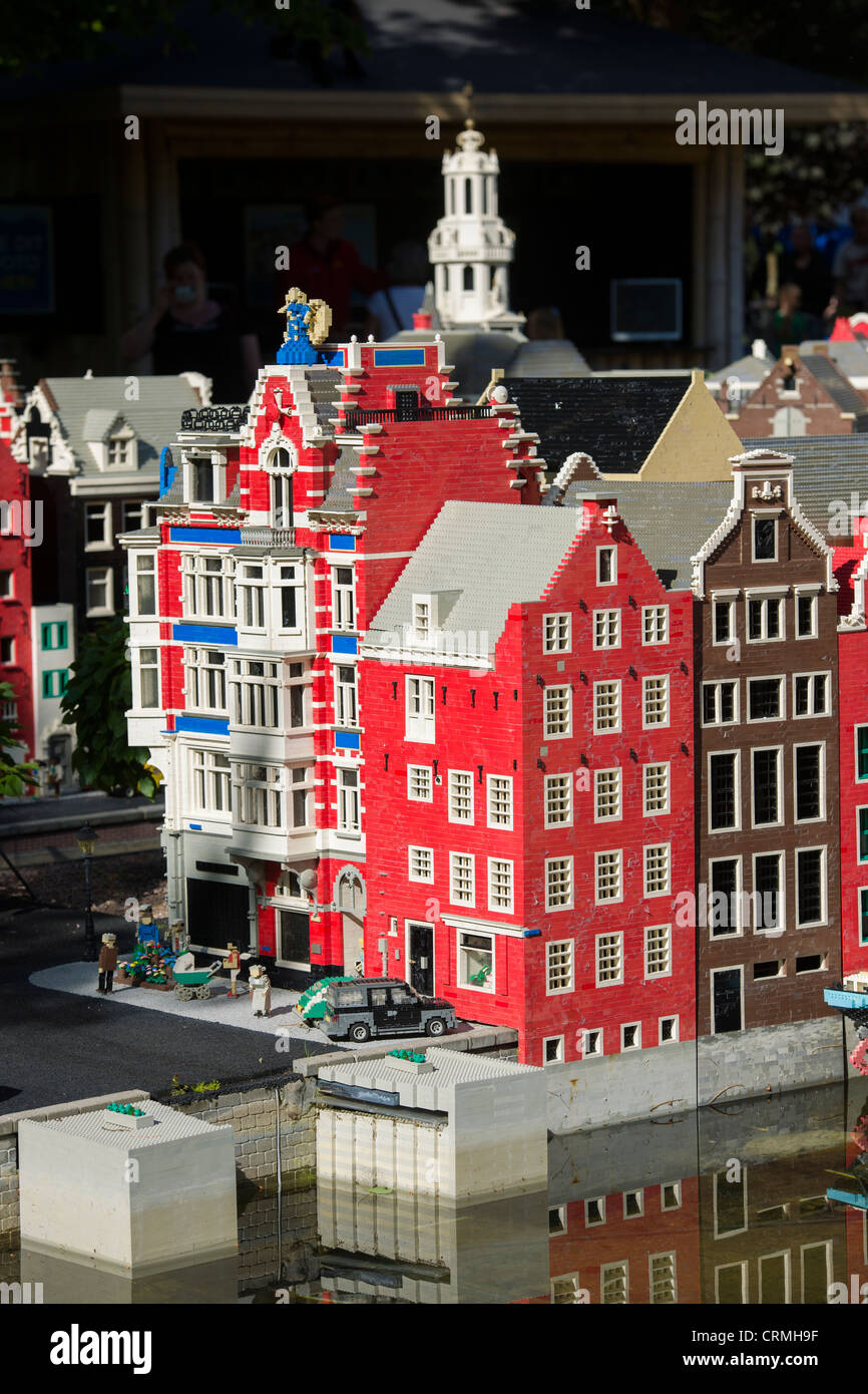 Maisons Lego sur le front de mer à Miniland, Legoland, BILLUND, Danemark Banque D'Images