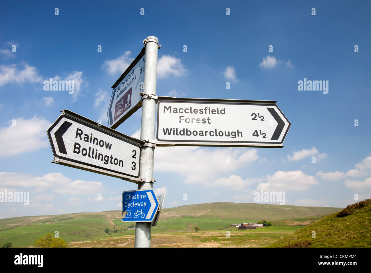 Le moorland Cheshire countrside sur au-dessus de Macclesfield, Royaume-Uni. Banque D'Images
