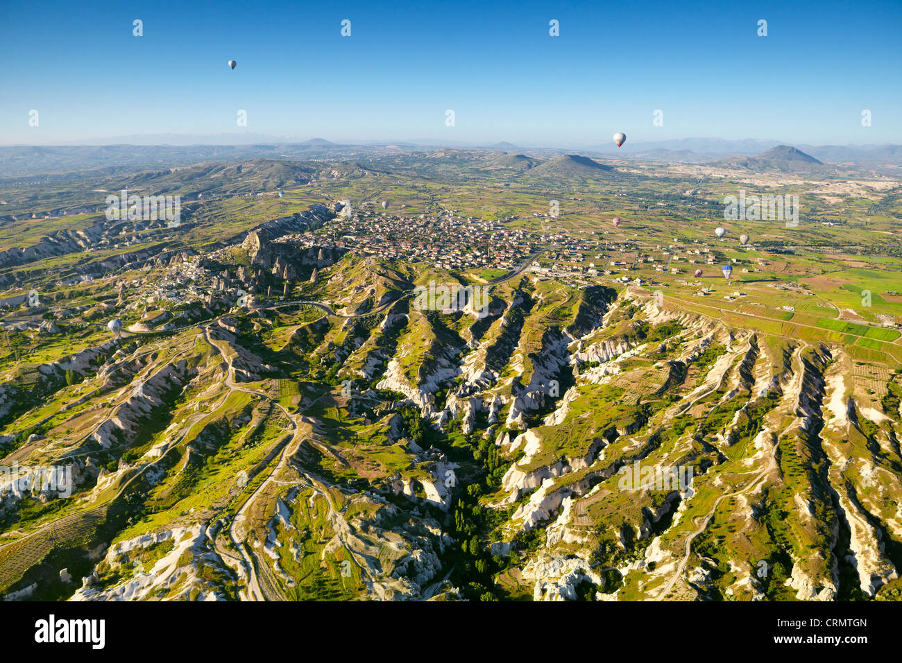 La Cappadoce - Turquie, vue depuis le ballon autour de Nevsehir, volant au-dessus de la Cappadoce en montgolfière, l'UNESCO Banque D'Images