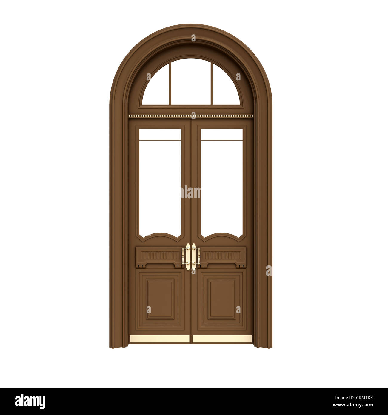 L'architecture intérieure de style classique : de l'objet porte en bois brun isolated on white Banque D'Images