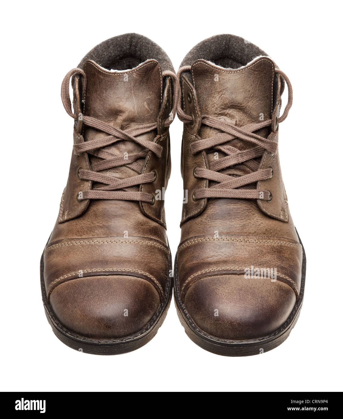 Paire de chaussures en cuir brun. Banque D'Images