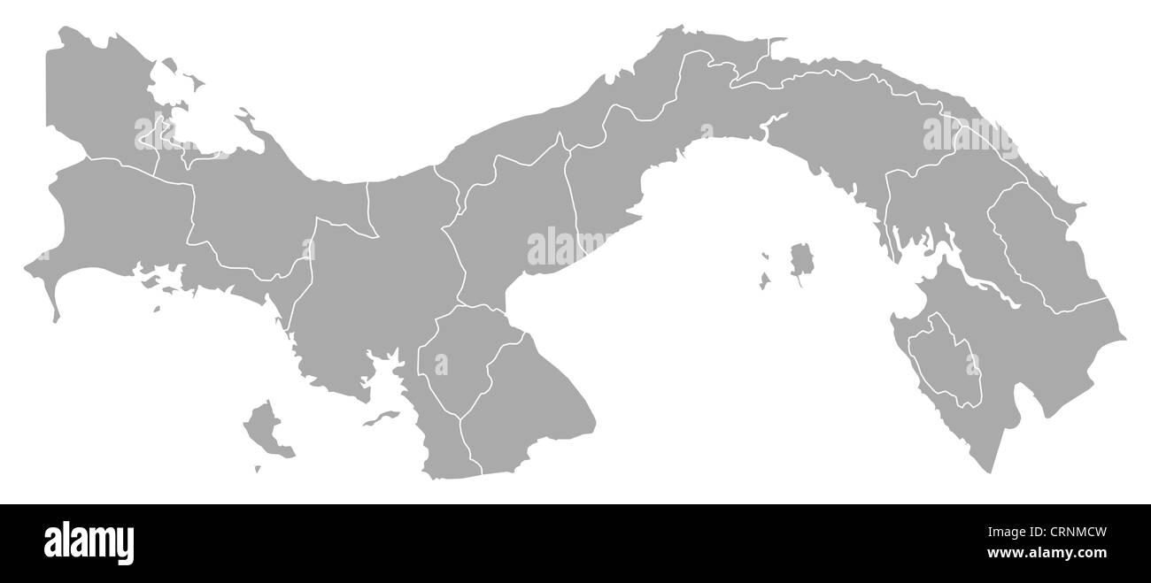 Carte politique du Panama avec les diverses provinces. Banque D'Images