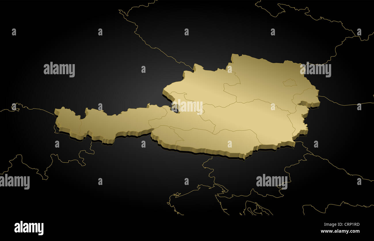 Carte politique de l'Autriche avec les divers états. Banque D'Images