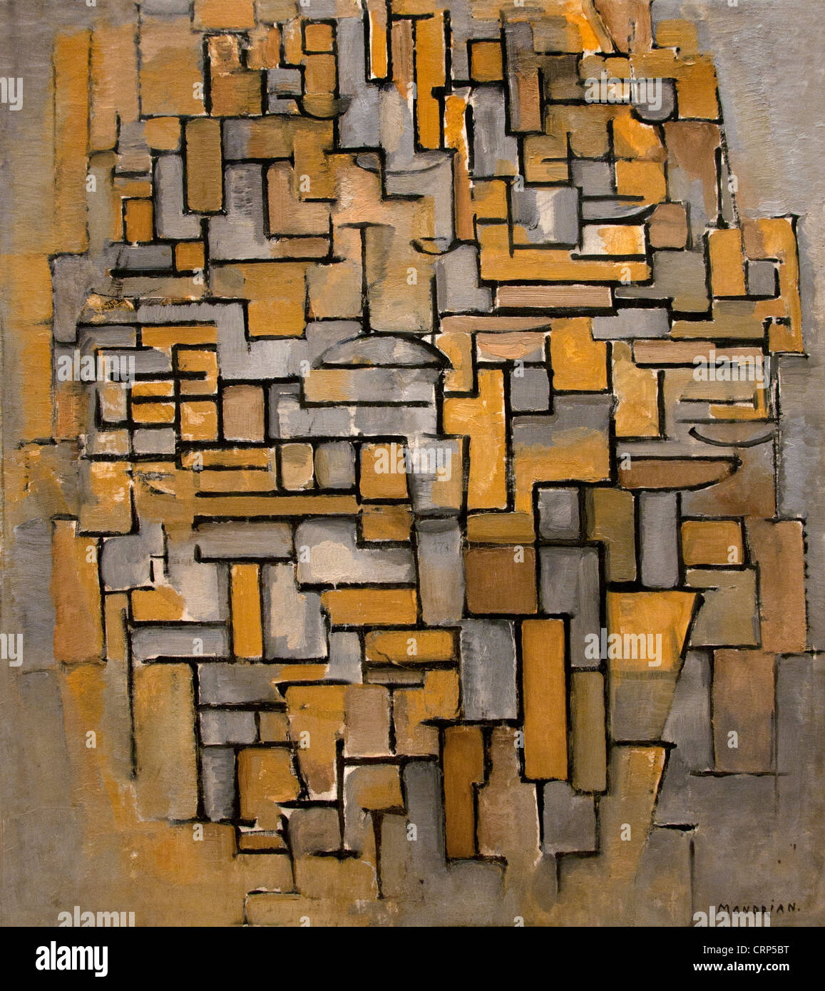 Composition en brun et gris 1913 Piet Mondrian - Pays-Bas néerlandais Mondriaan Banque D'Images