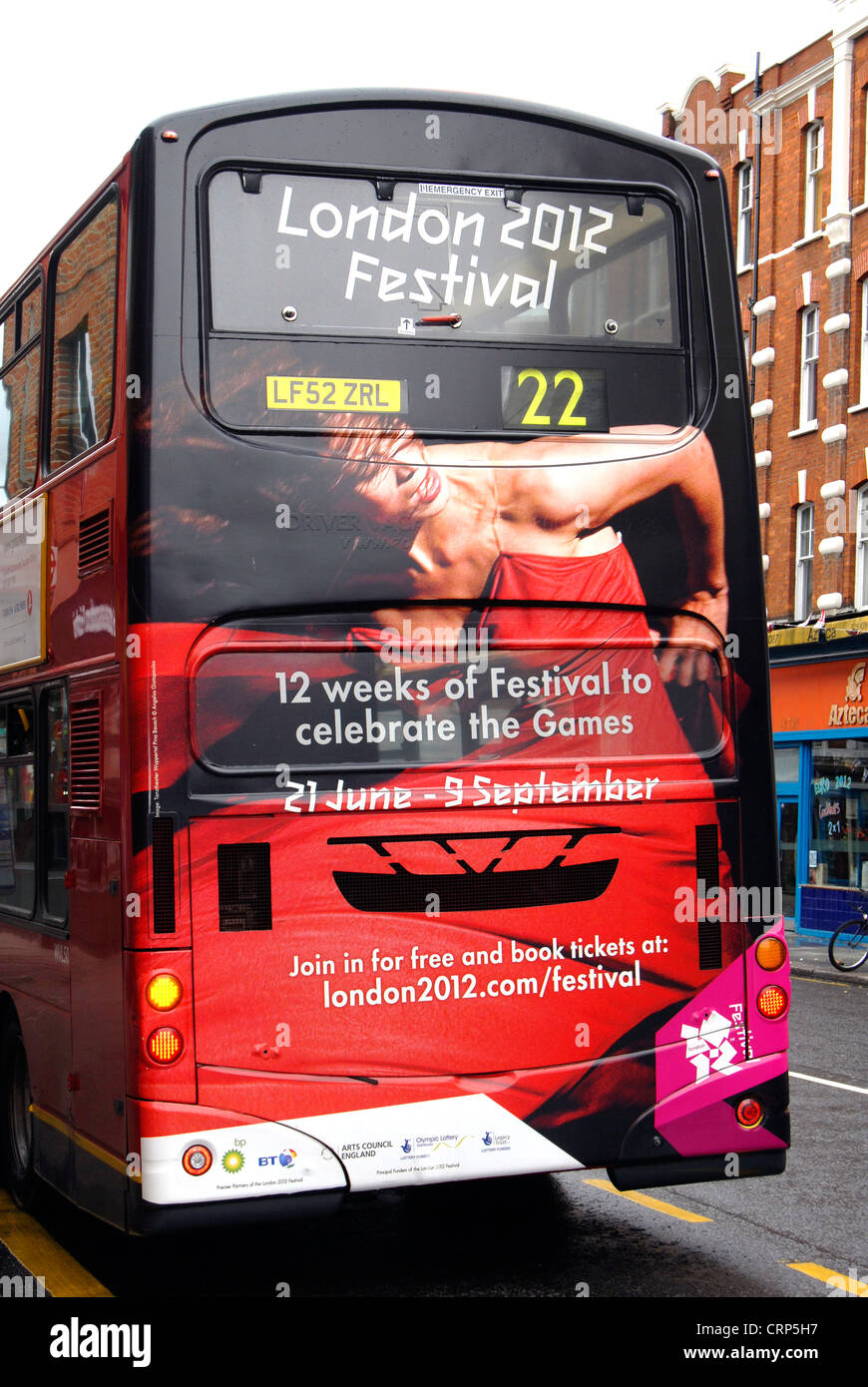 Bus de Londres avec un message Olympique Banque D'Images