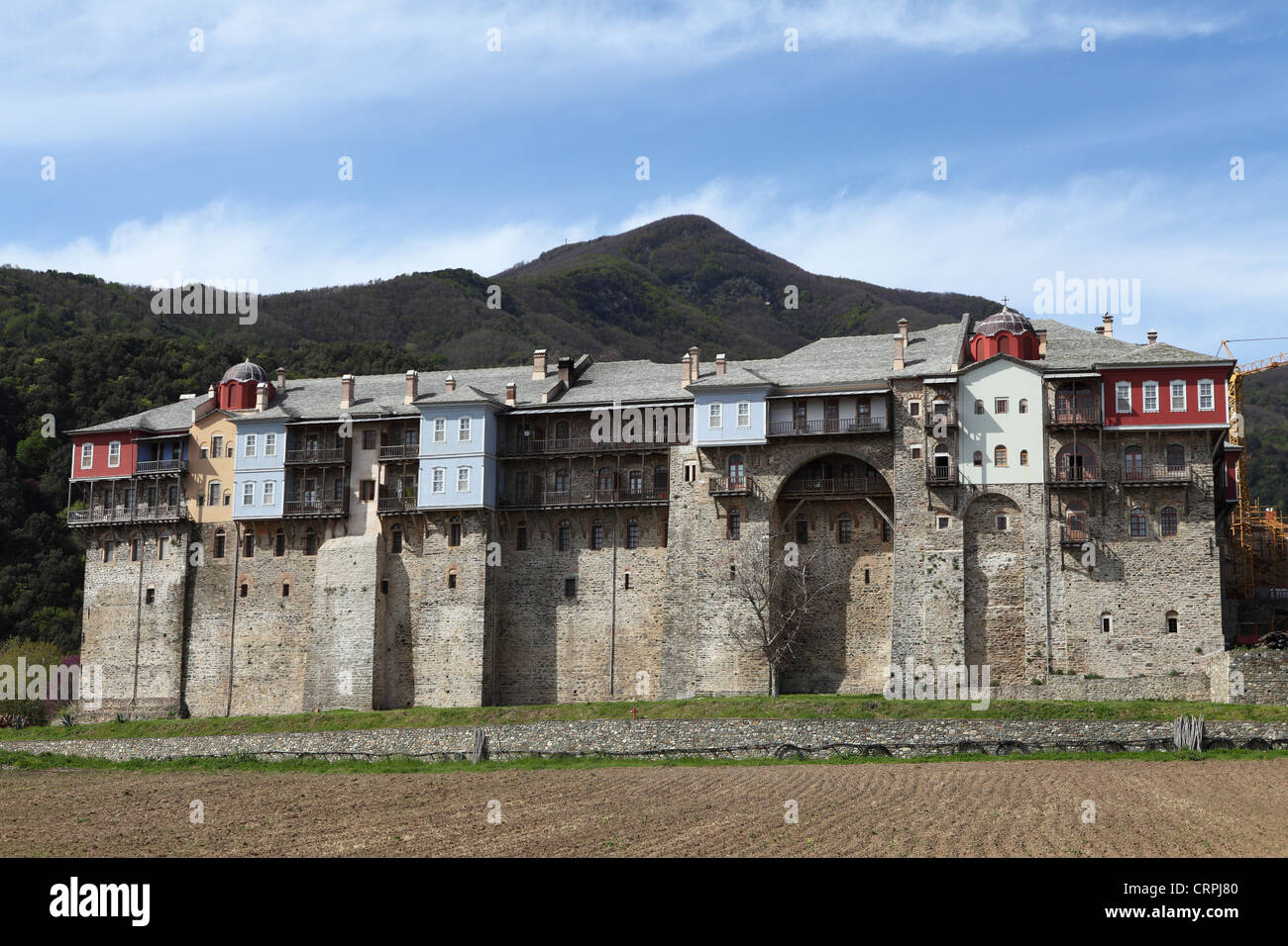 Monastère Iveron, Mont Athos, Grèce. Banque D'Images