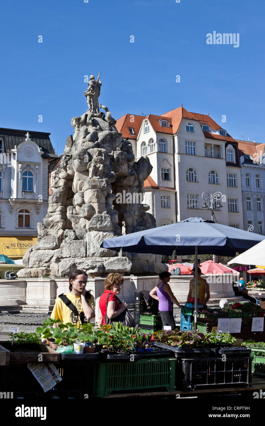 Zelny trh ou chou Square, Brno, République Tchèque Banque D'Images