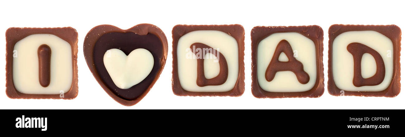 J'aime papa chocolats fête des pères Banque D'Images