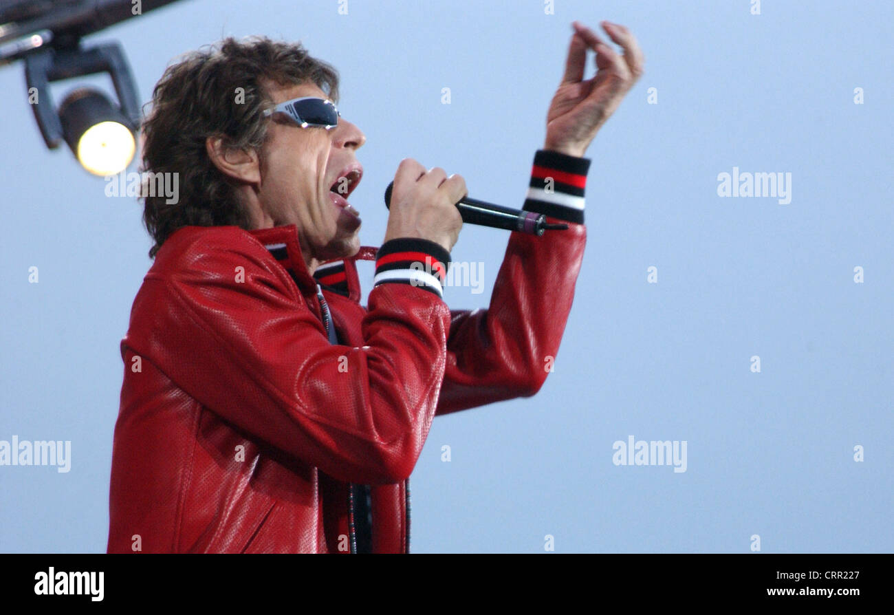 Mick Jagger lors d'un concert des Rolling Stones à Berlin Banque D'Images