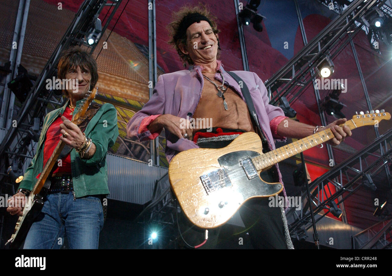 Ron Wood et Keith Richards, le concert des Rolling Stones à Berlin Banque D'Images