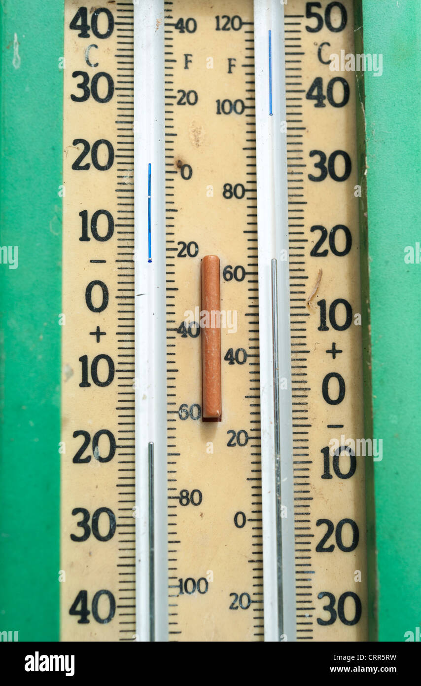 Thermomètre Extérieur Sur Le Sol Dans Le Jardin Banque D'Images et