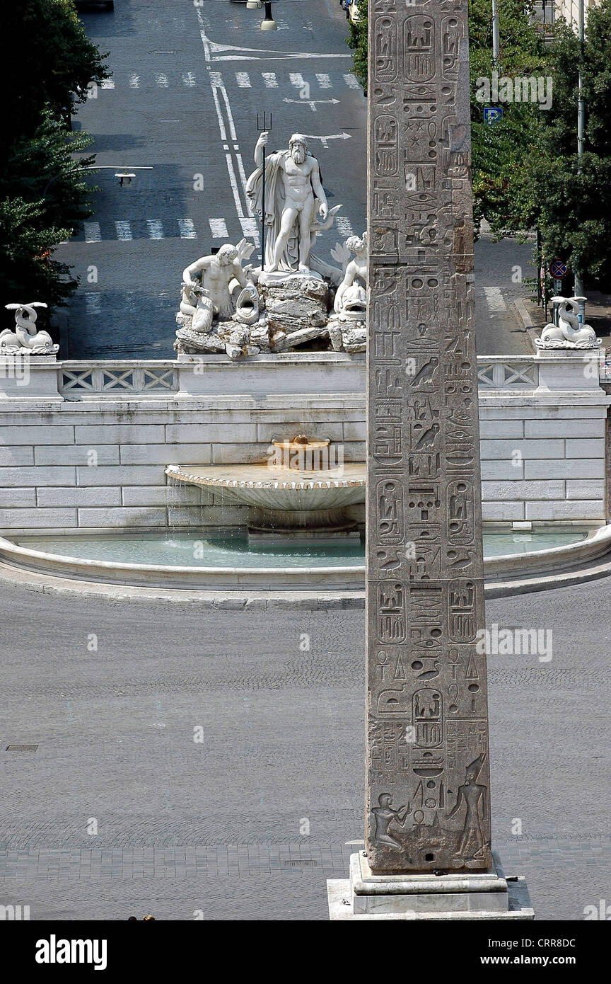 Europe Italie Latium Rome Piazza del Popolo l'obélisque égyptien Banque D'Images