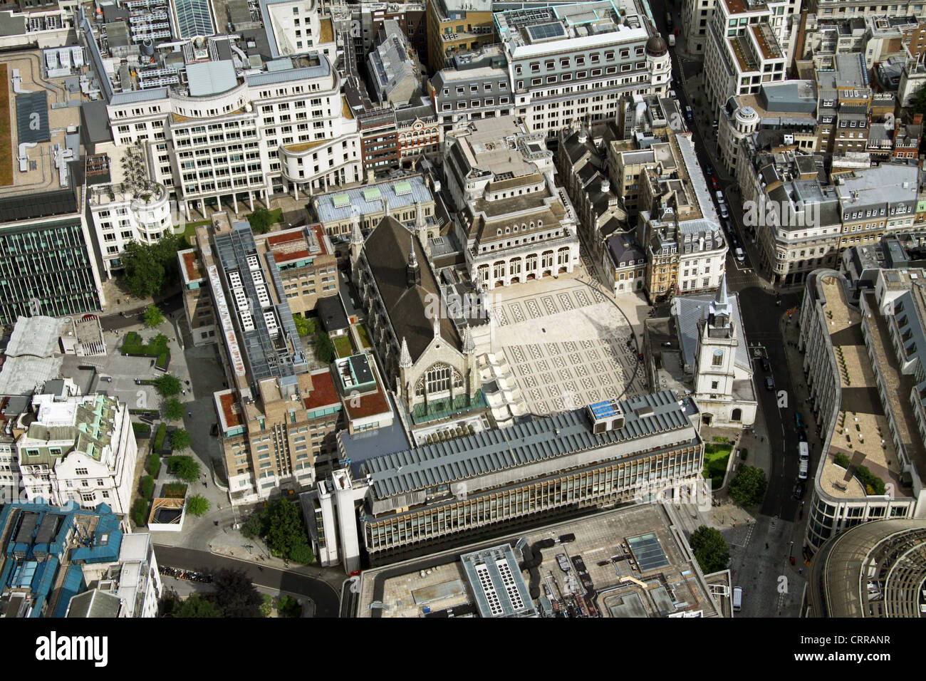 Vue aérienne de la Guildhall, London EC2 Banque D'Images
