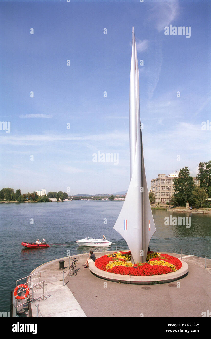 Le symbole de l'Dreilaenderecks à Bâle Banque D'Images