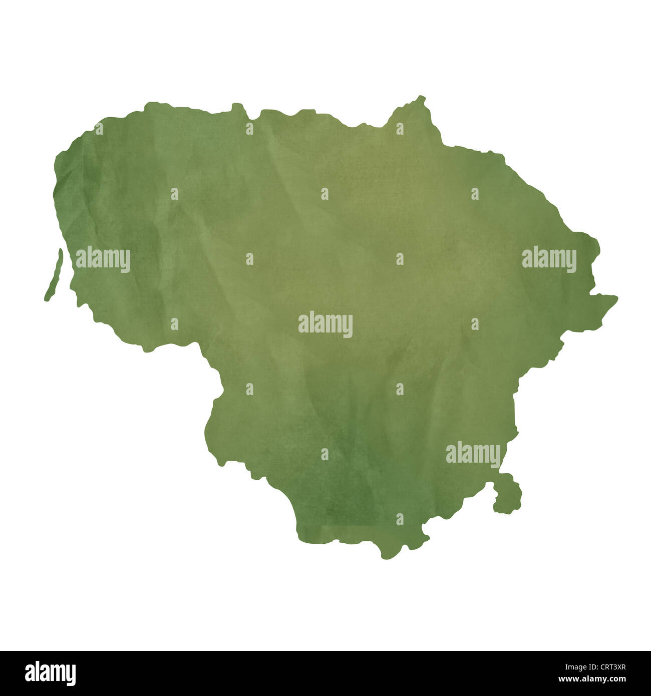 Carte de la Lituanie dans le vieux livre vert isolé sur fond blanc. Banque D'Images
