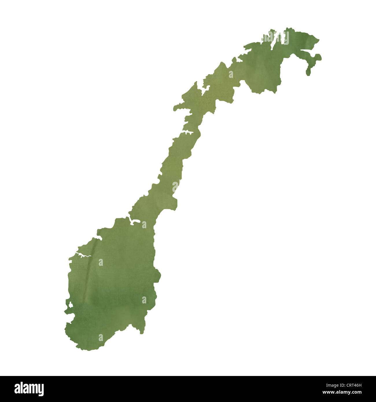 Carte de la Norvège dans le vieux livre vert isolé sur fond blanc. Banque D'Images