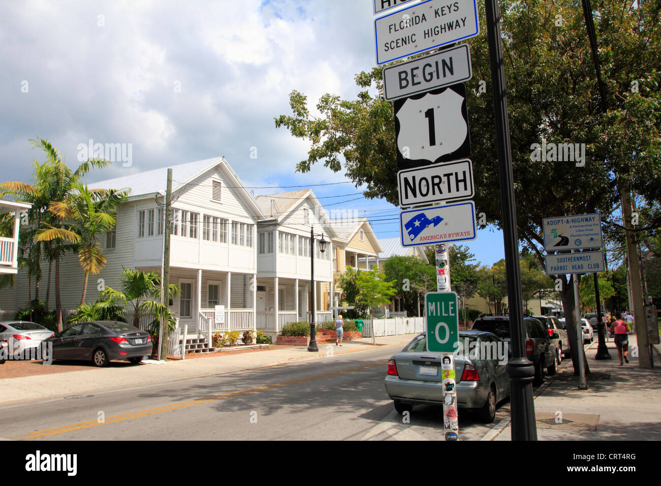 Kilomètre Zéro ou au début de l'US Highway Route 1 dans la région de Key West, Floride, USA Banque D'Images