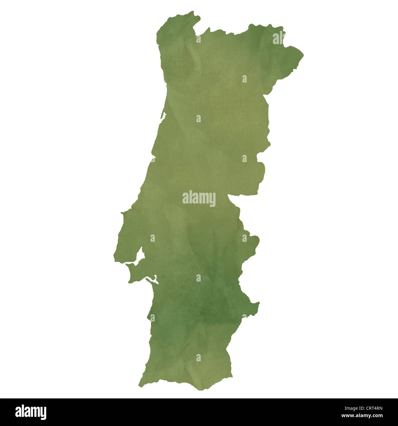 Carte du Portugal dans le vieux livre vert isolé sur fond blanc. Banque D'Images