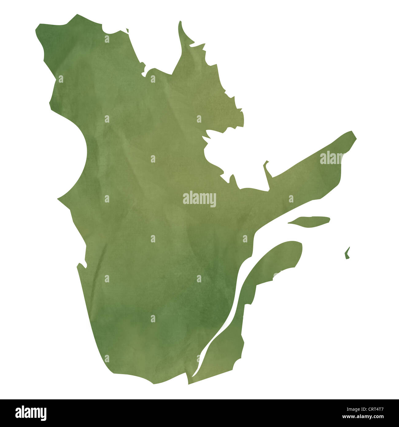 Province de Québec Canada Carte de l'ancien papier vert isolé sur fond blanc. Banque D'Images