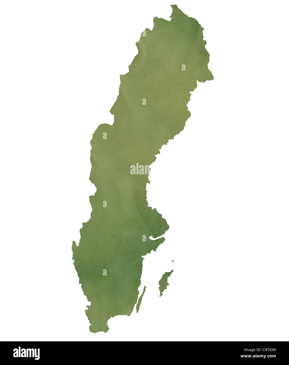 Carte de la Suède dans le vieux livre vert isolé sur fond blanc. Banque D'Images