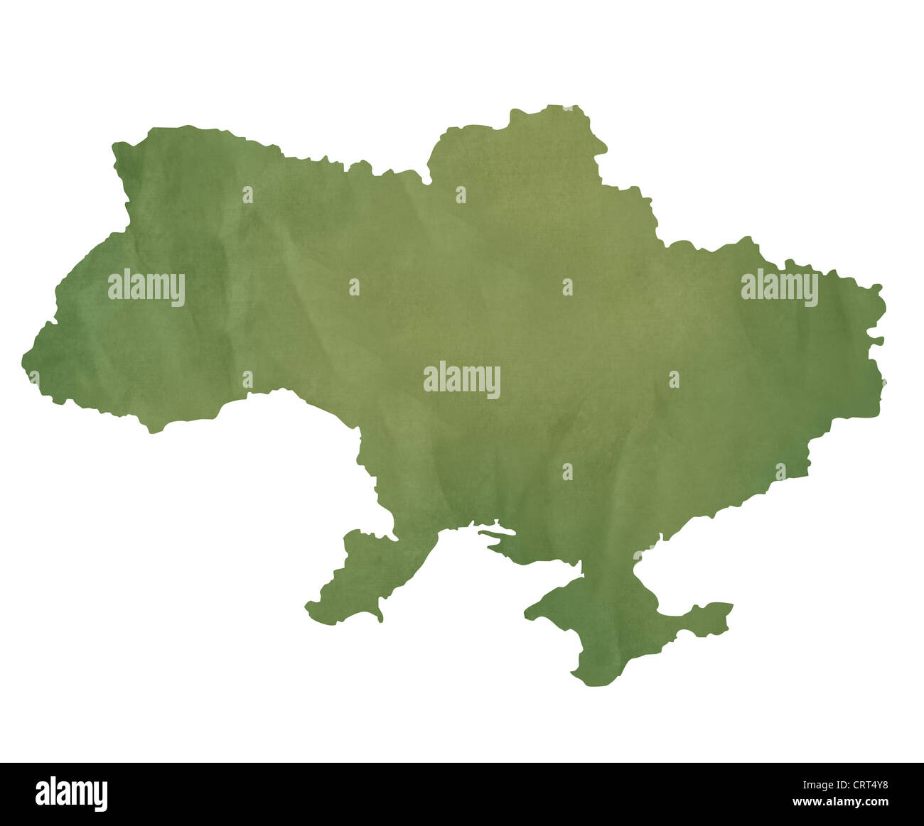 Carte de l'Ukraine dans le vieux livre vert isolé sur fond blanc. Banque D'Images