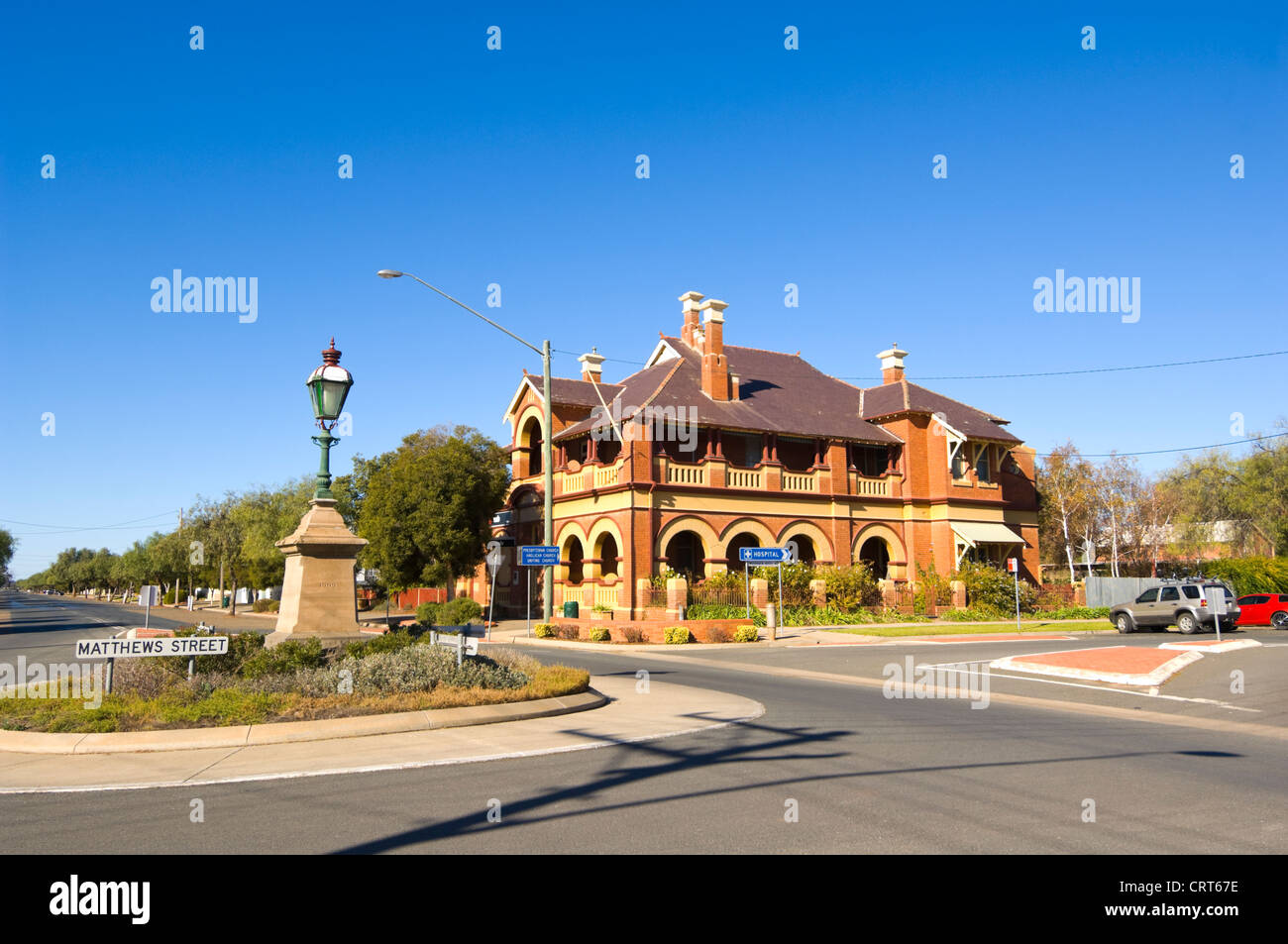 Commercial Bank (maintenant la Banque nationale) (1912) dans la région de Lockhart, la véranda Ville, New South Wales, NSW, Australie Banque D'Images