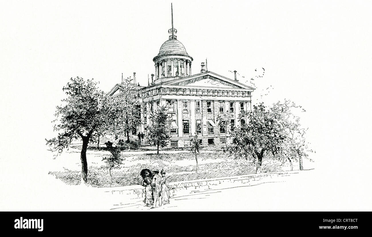 1886 Cette illustration montre l'Illinois State House dans laquelle Abraham Lincoln avait son bureau au cours de la campagne présidentielle de 1860. Banque D'Images