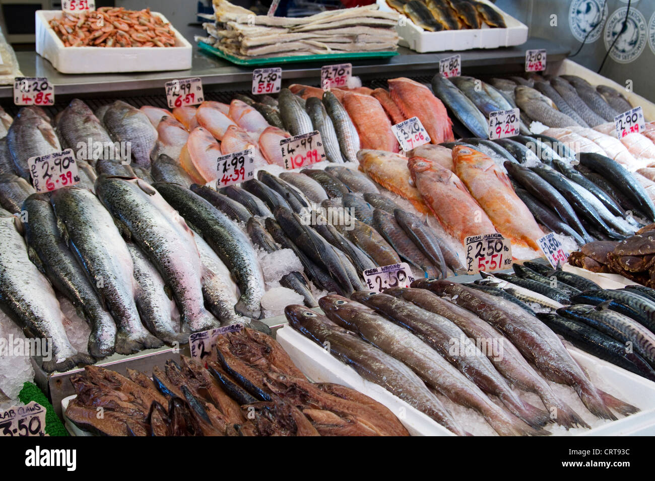 Comptoir de poissons à Brixton Village, marché de Brixton Banque D'Images