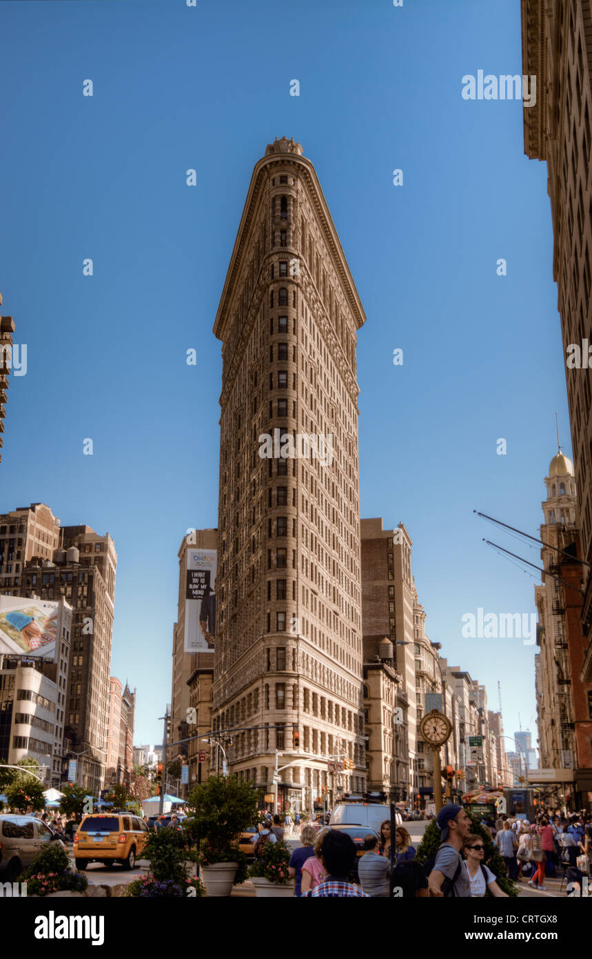 Le célèbre Flatiron Building à New York. Banque D'Images