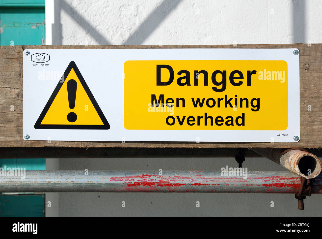 Un panneau d'avertissement sur un site de construction, uk Banque D'Images