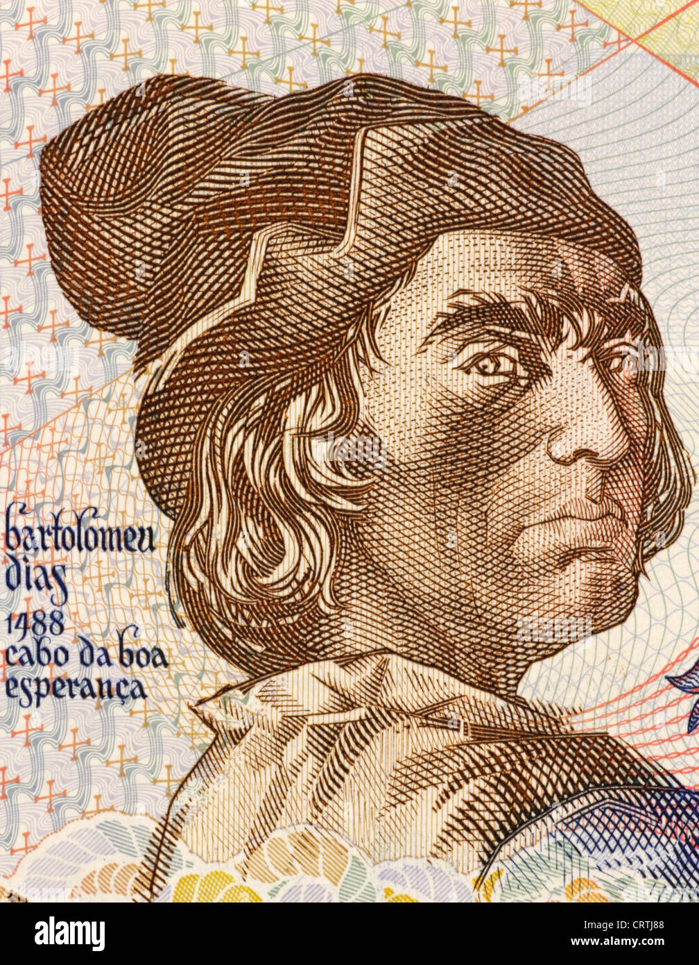 Bartolomeu Dias (1451-1500) sur le billet de 2000 Escudos 1991 du Portugal. Noble de la maison royale et explorer. Banque D'Images