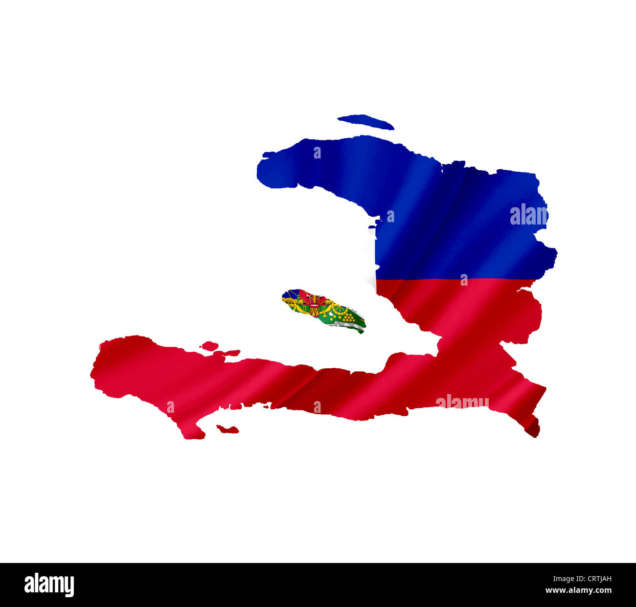 La carte d'Haïti avec waving flag isolated on white Banque D'Images