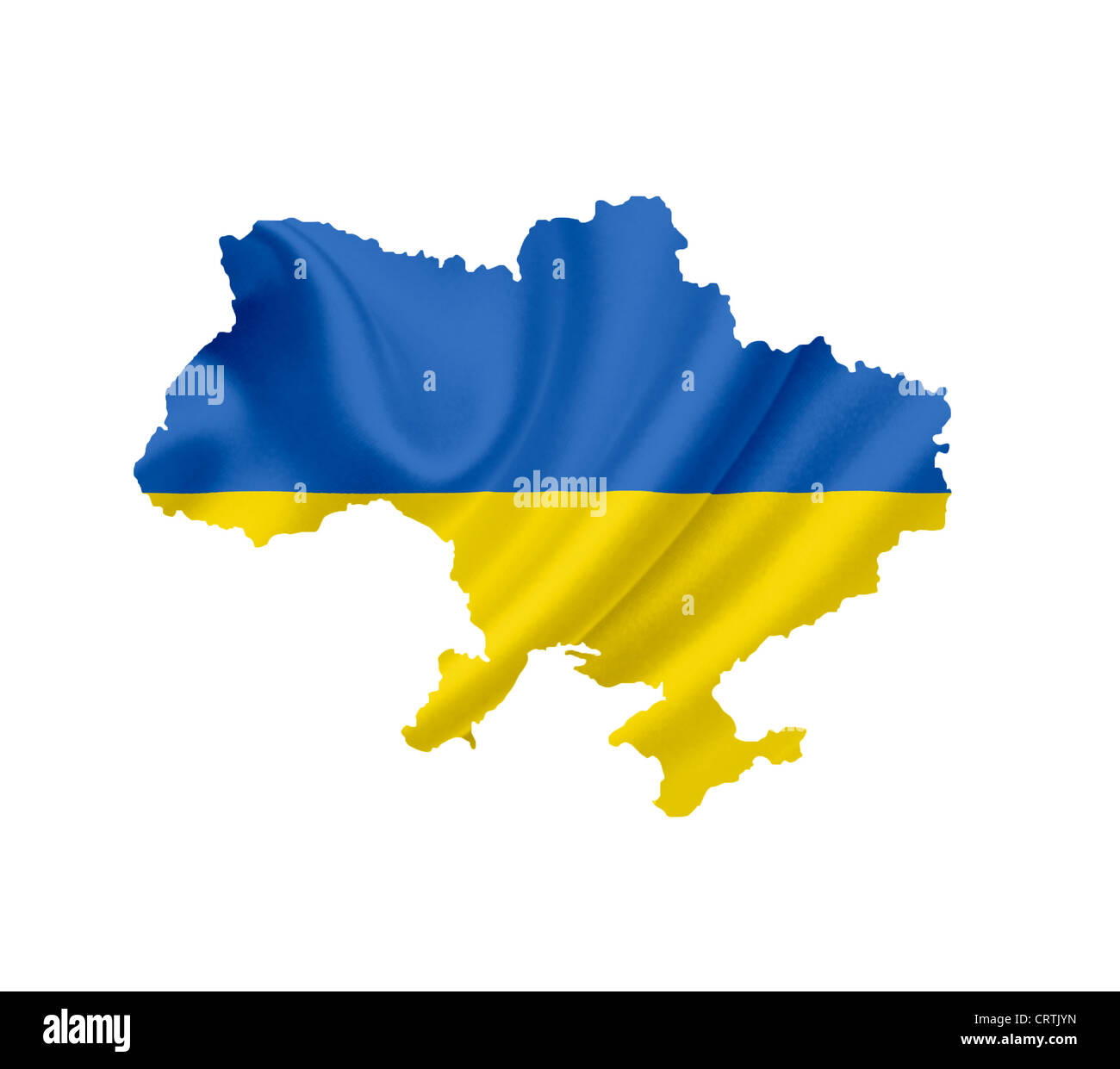 Carte d'Ukraine avec waving flag isolated on white Banque D'Images