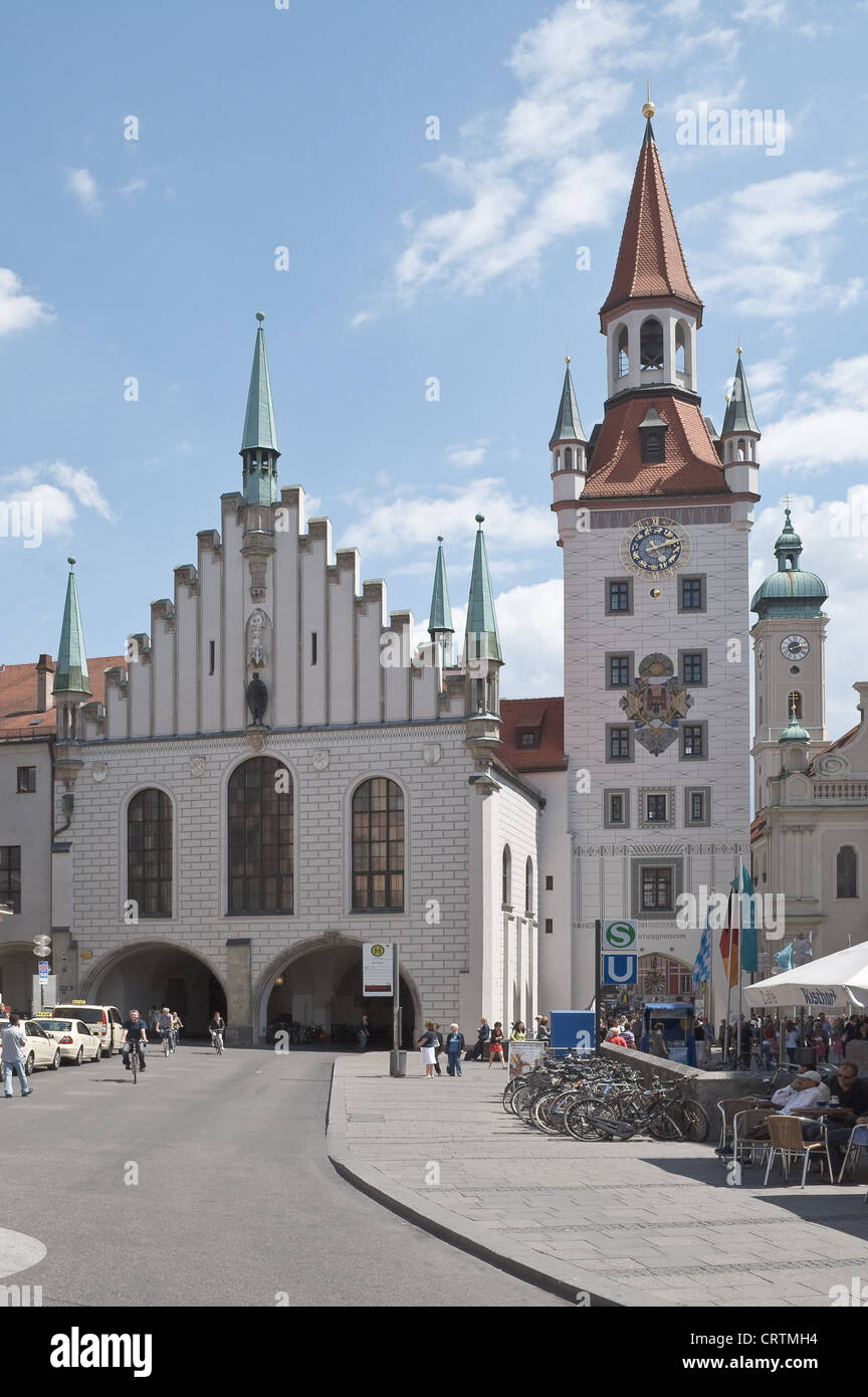L'Ancien hôtel de ville de Munich comme exemple de style gothique Bavaroise Banque D'Images