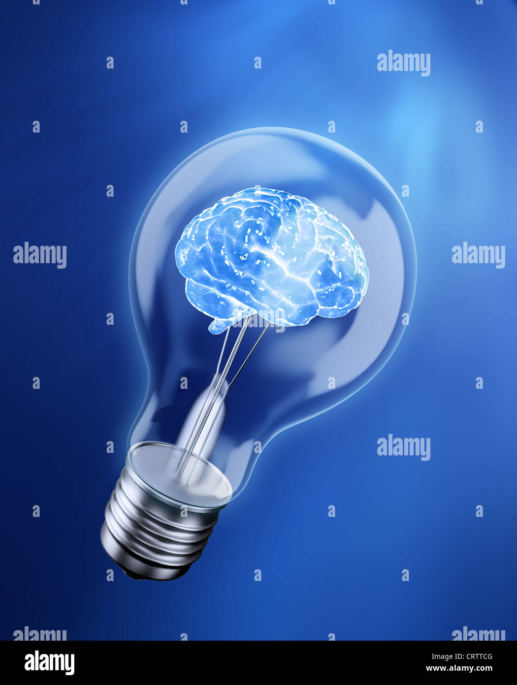 Cerveau dans une ampoule - idée concept Banque D'Images