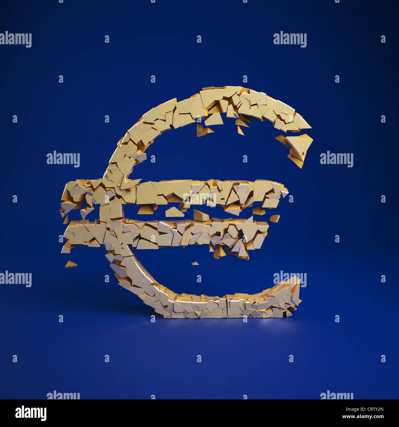 Symbole de l'euro cramles dans un tas de ruble Banque D'Images