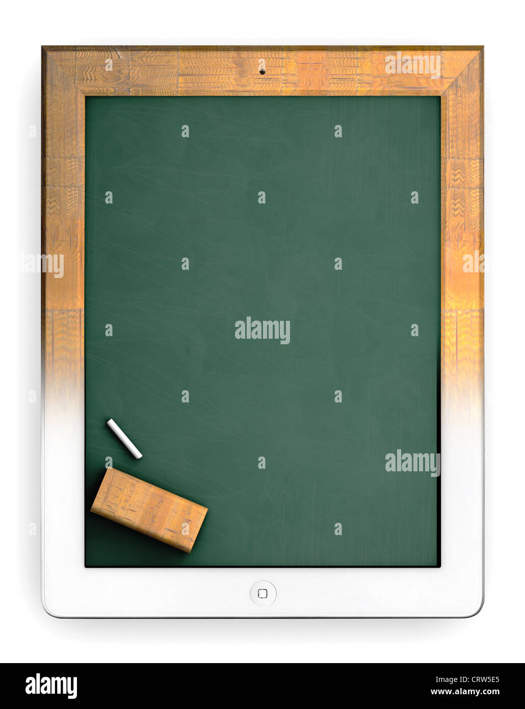 L'iPad 2 avec la fusion de style old school board craie verte. Banque D'Images