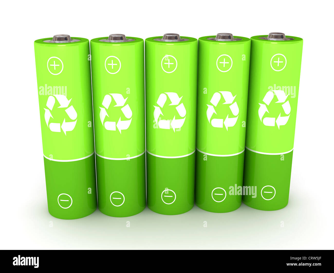 Batterie verte sur fond blanc. Image de rendu 3D Banque D'Images